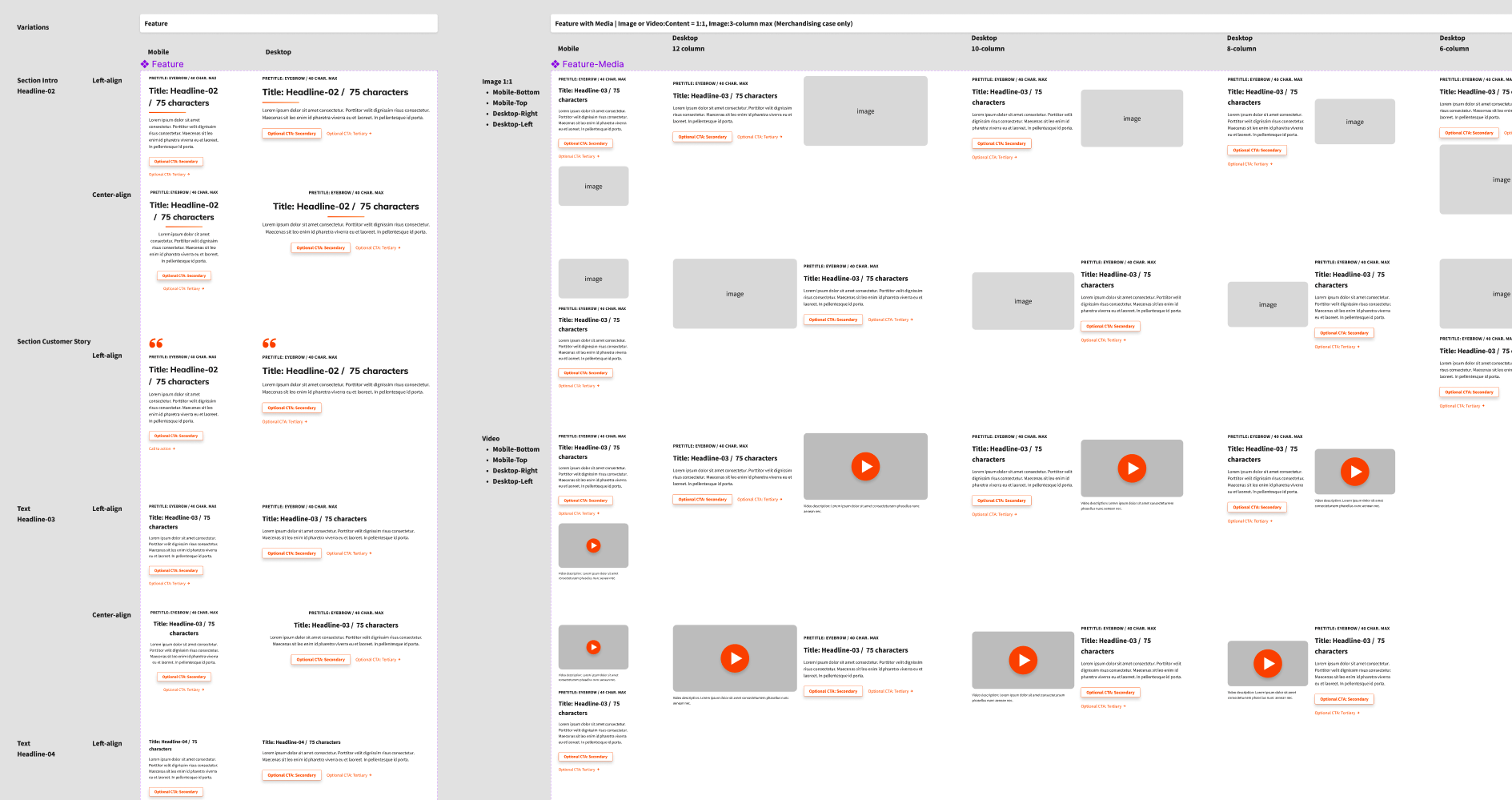Feature component variations